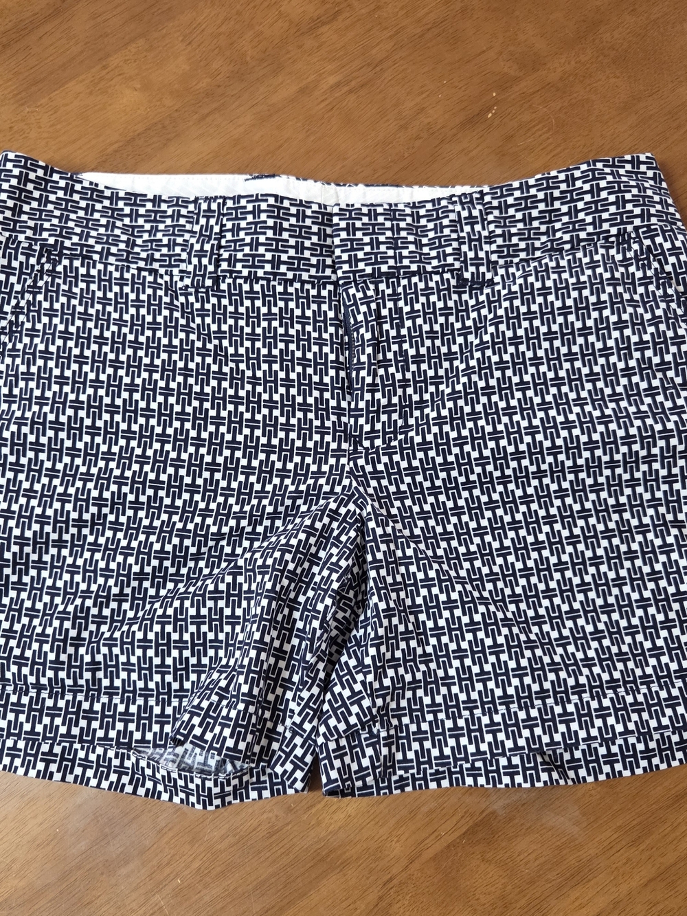 Tommy Hilfiger Navy & White Geometric Print Bermuda Shorts